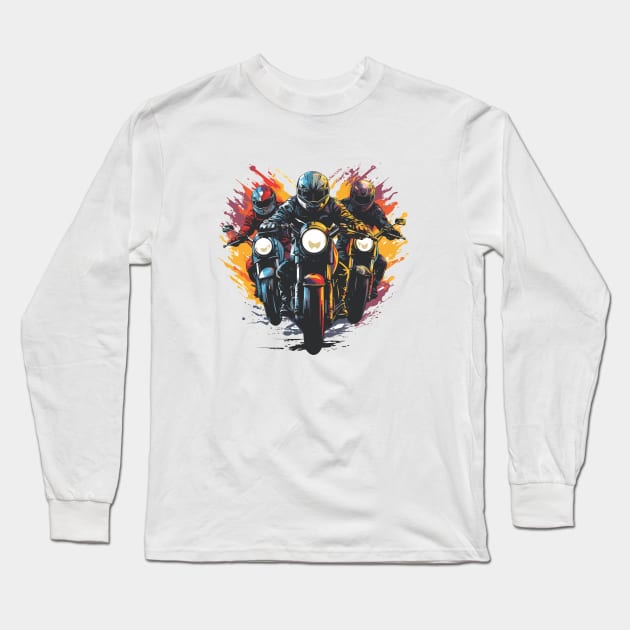 Colorful Bike Riders Long Sleeve T-Shirt by Atul Khodaskar